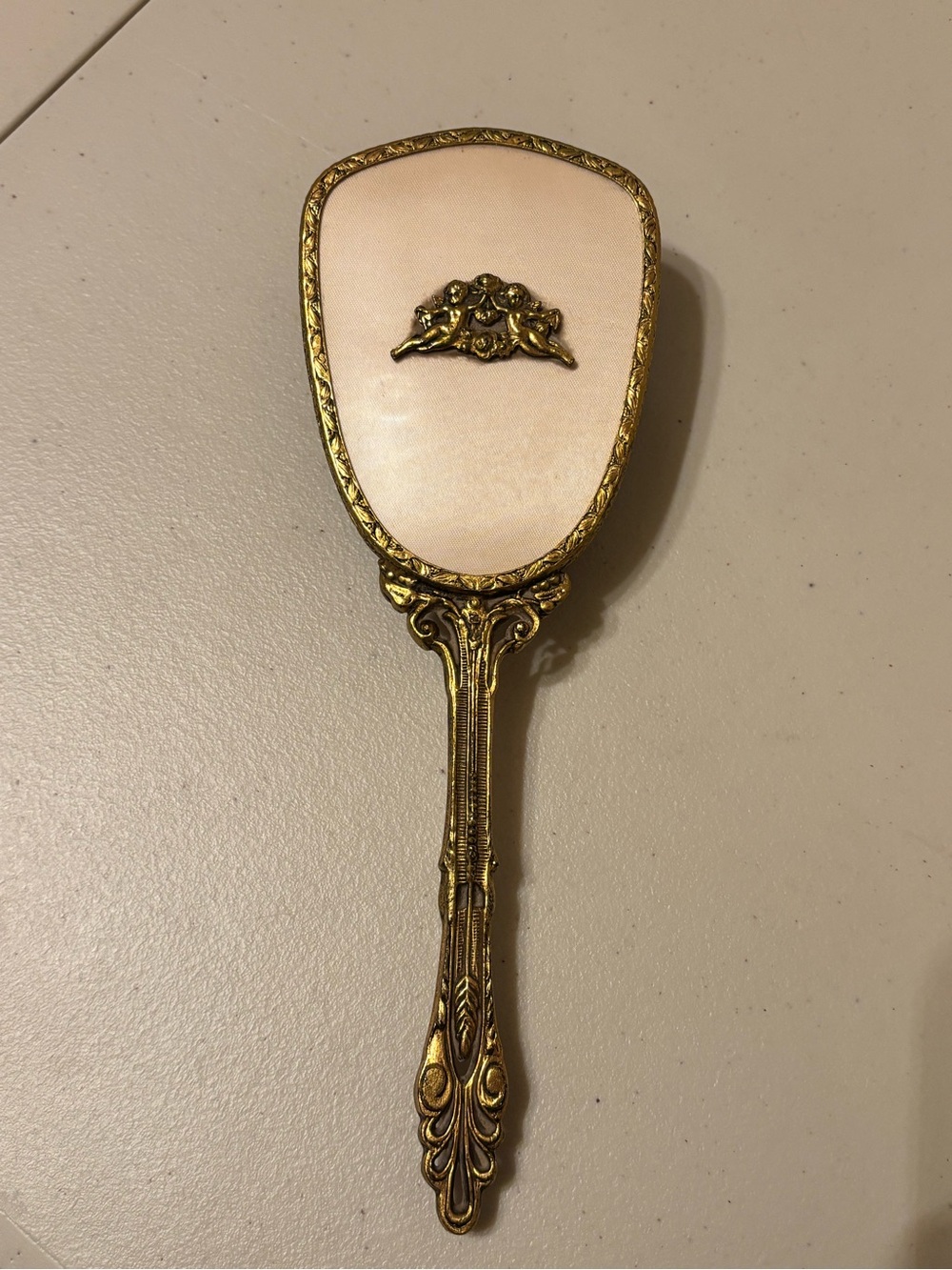 Vintage-Inspired Gold Handle Hairbrush with Cream Inset